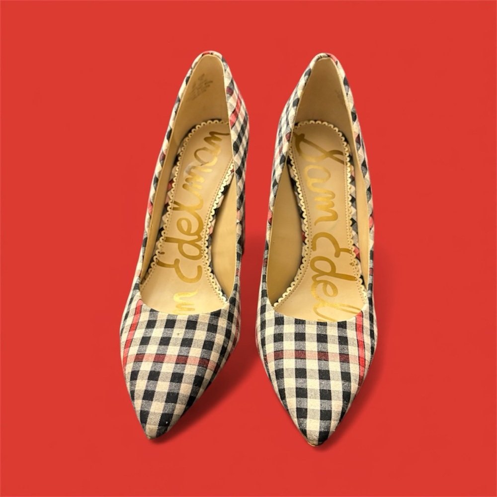 Sam Edelman Plaid Heels - Black and Cream